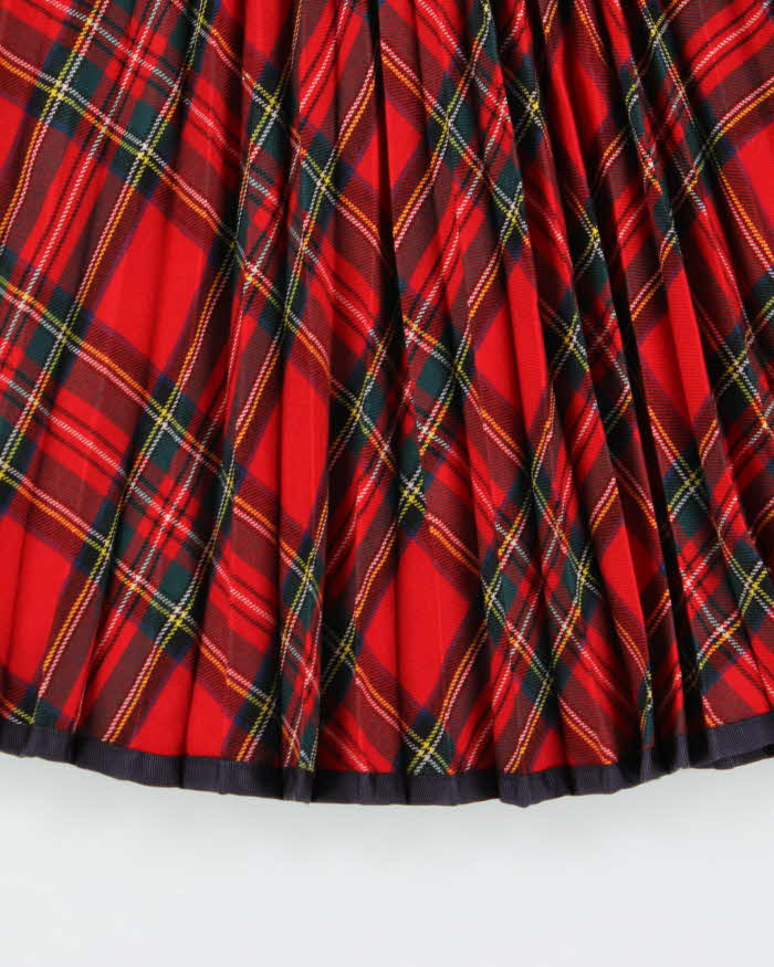 Vintage Kent Checked Micro Pleat Wool Skirt - XXS
