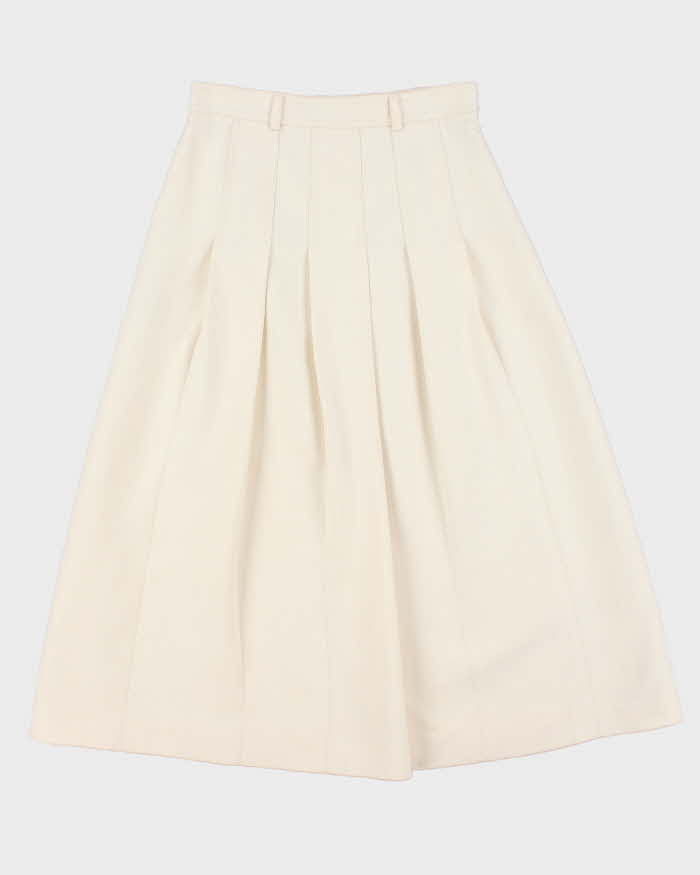 AW2022 Gucci Women's Ivory Silk Wool Blend Pleated Midi Skirt - S