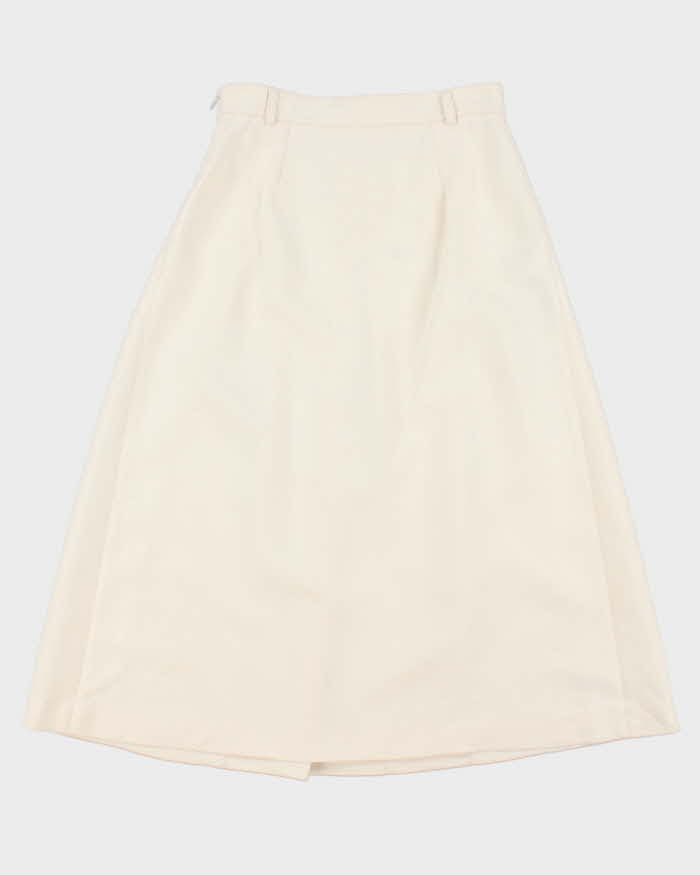 AW2022 Gucci Women's Ivory Silk Wool Blend Pleated Midi Skirt - S