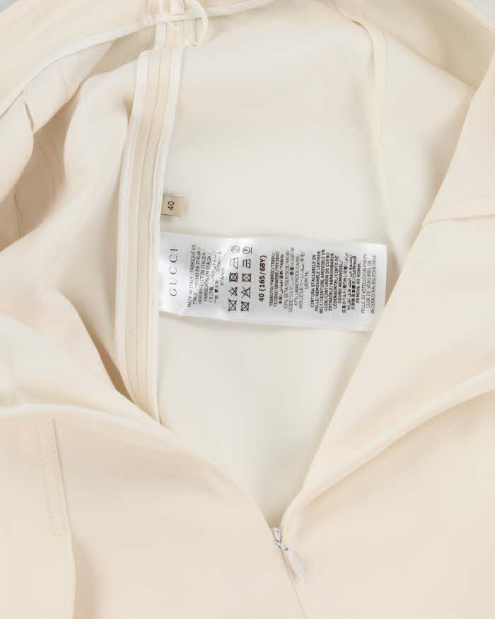 AW2022 Gucci Women's Ivory Silk Wool Blend Pleated Midi Skirt - S