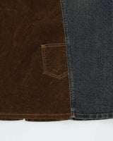 Vintage 1990s Armor Jeans Velvet Panel Denim Maxi Skirt - XS