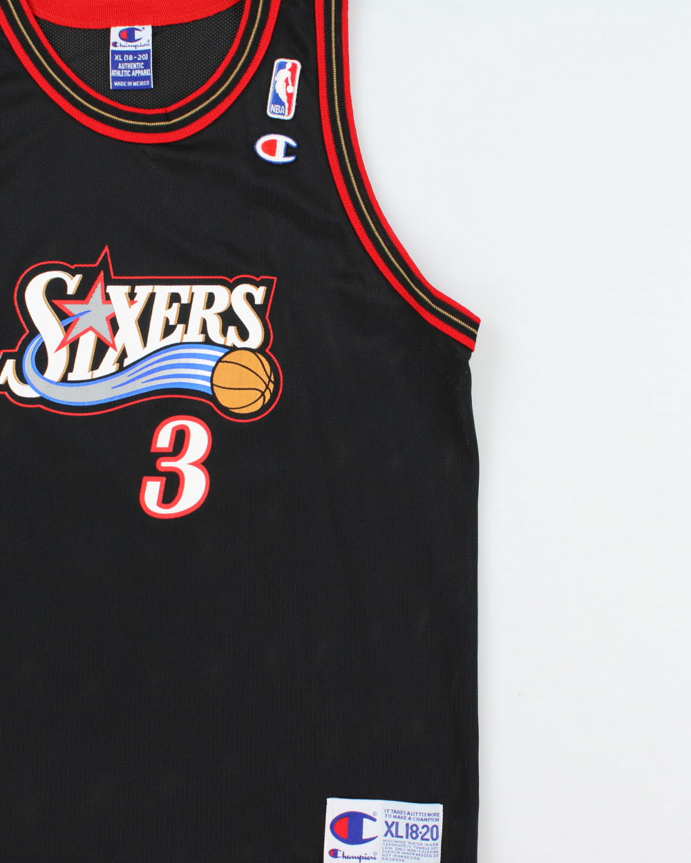 Vintage 2003-04 Champion Philadelphia 76ers Allen Iverson #3 Women's NBA Home Jersey - XL