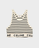 Black and Cream Striped Celine Sports Bra - S