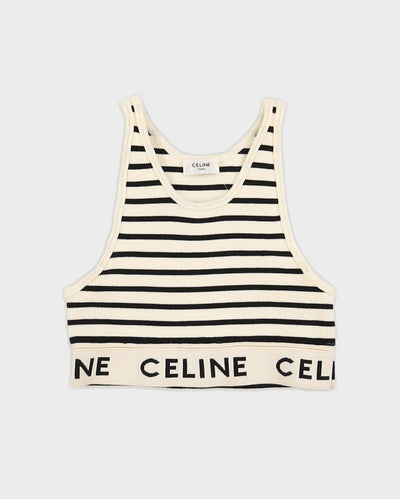 Black and Cream Striped Celine Sports Bra - S