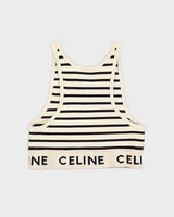 Black and Cream Striped Celine Sports Bra - S