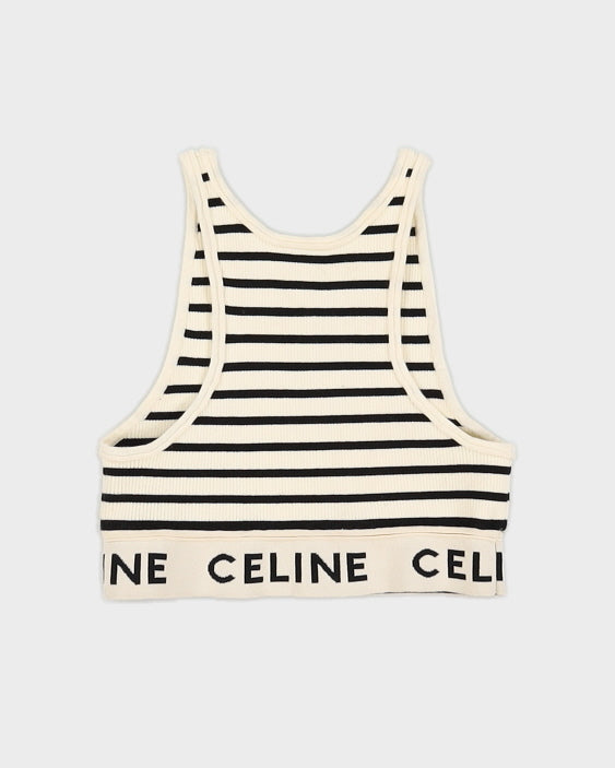 Black and Cream Striped Celine Sports Bra - S