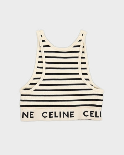 Black and Cream Striped Celine Sports Bra - S