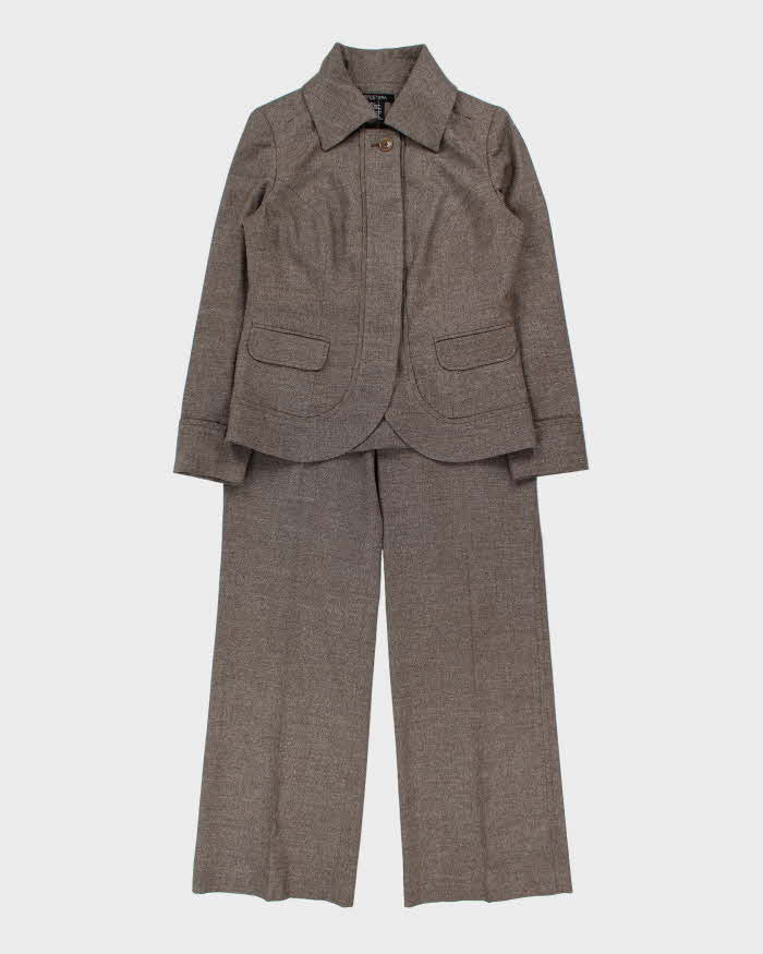 Vintage Y2k 2000s Ectera Wool Blend Wide Bootleg 2-Piece Suit - M