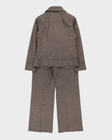 Vintage Y2k 2000s Ectera Wool Blend Wide Bootleg 2-Piece Suit - M