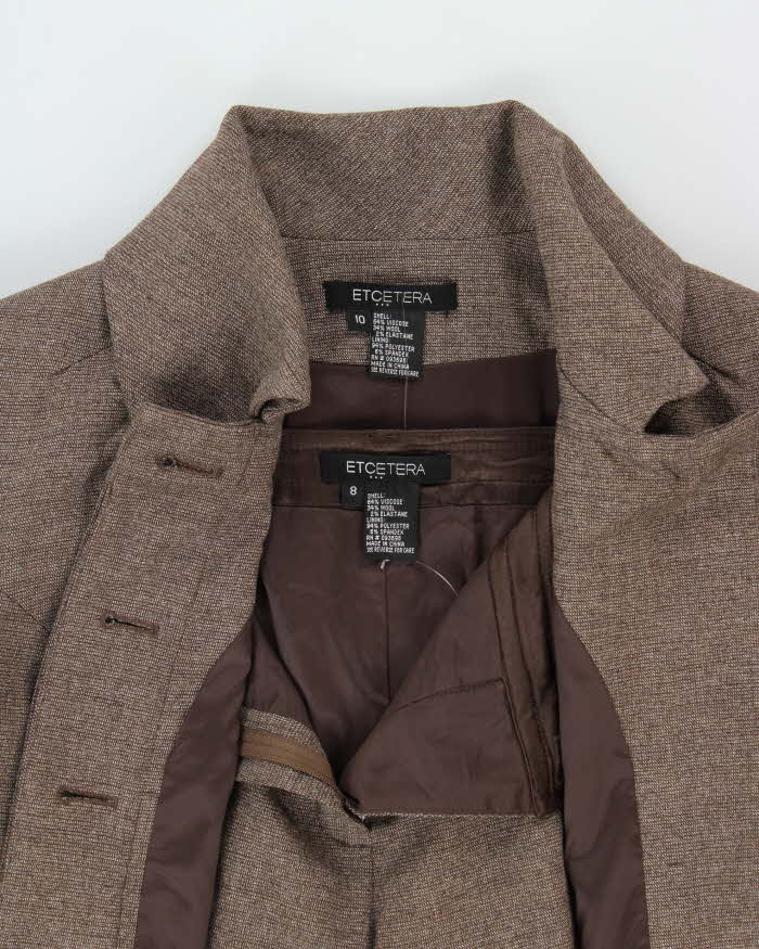 Vintage Y2k 2000s Ectera Wool Blend Wide Bootleg 2-Piece Suit - M