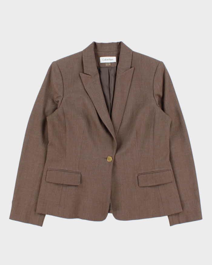 Vintage Y2K 00s Calvin Klein Women's Pointed Lapel Single Breasted Relaxed Bootcut Fit Two-Piece Suit - L