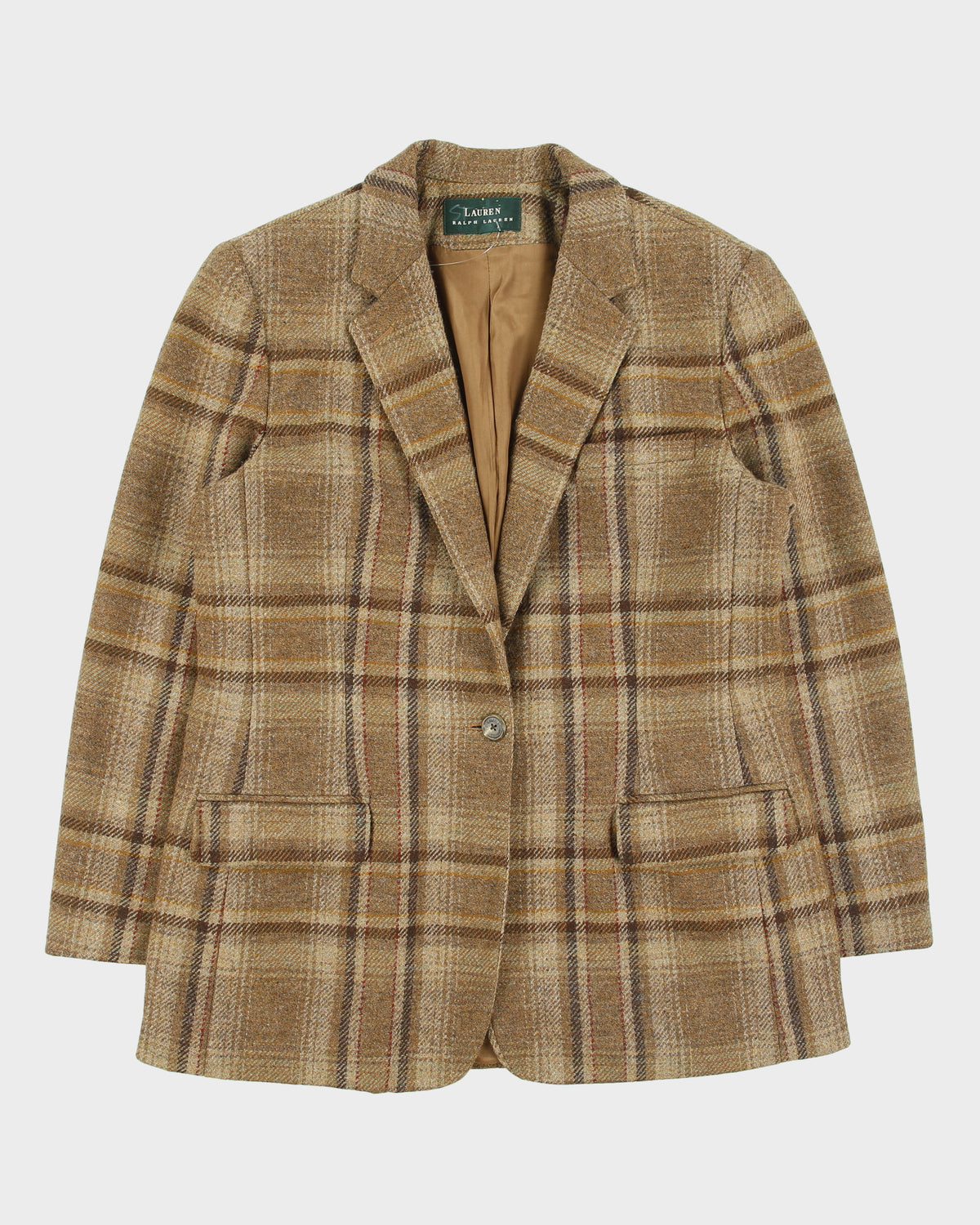 Vintage 1990s Lauren Ralph Lauren LRL Women's Wool Plaid Single Button Sport Coat Blazer - L