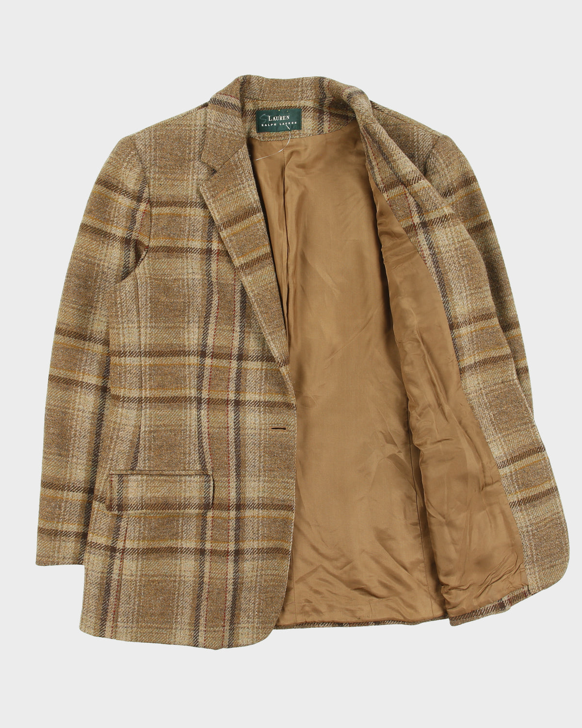 Vintage 1990s Lauren Ralph Lauren LRL Women's Wool Plaid Single Button Sport Coat Blazer - L