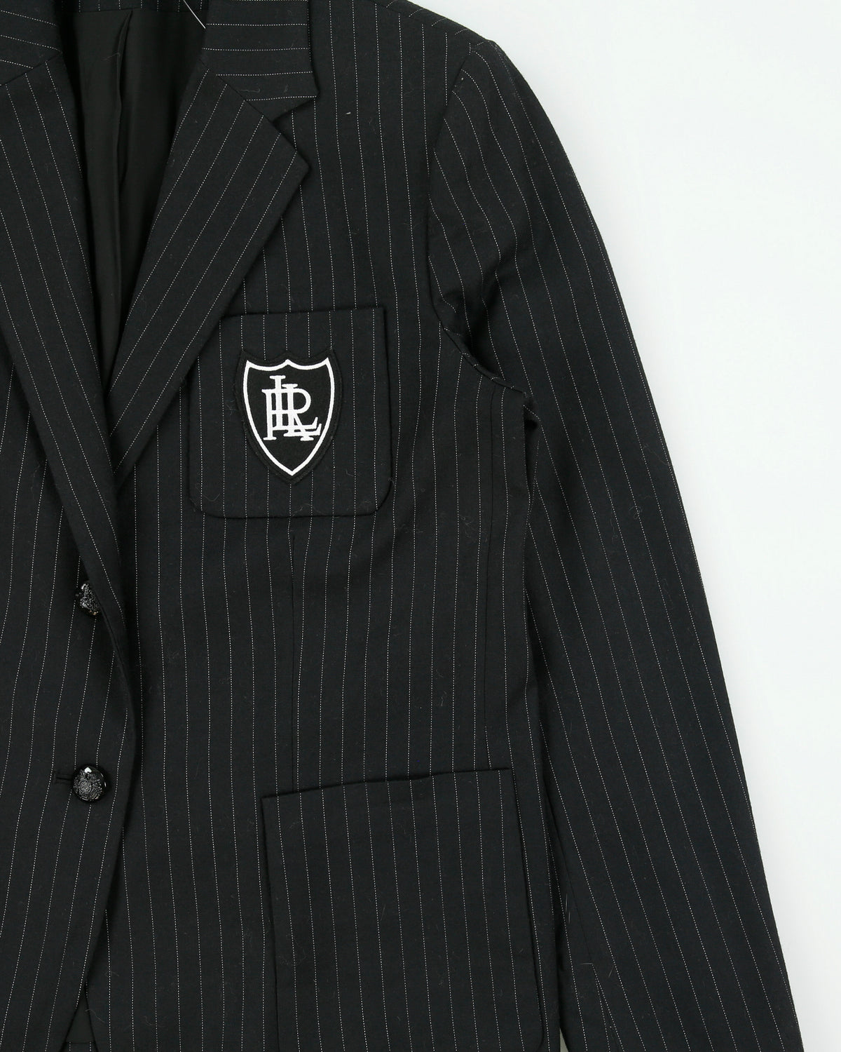 Vintage Lauren Ralph Lauren LRL Women's Crest Pinstripe Wool Blend 2 Button Prep Blazer - M