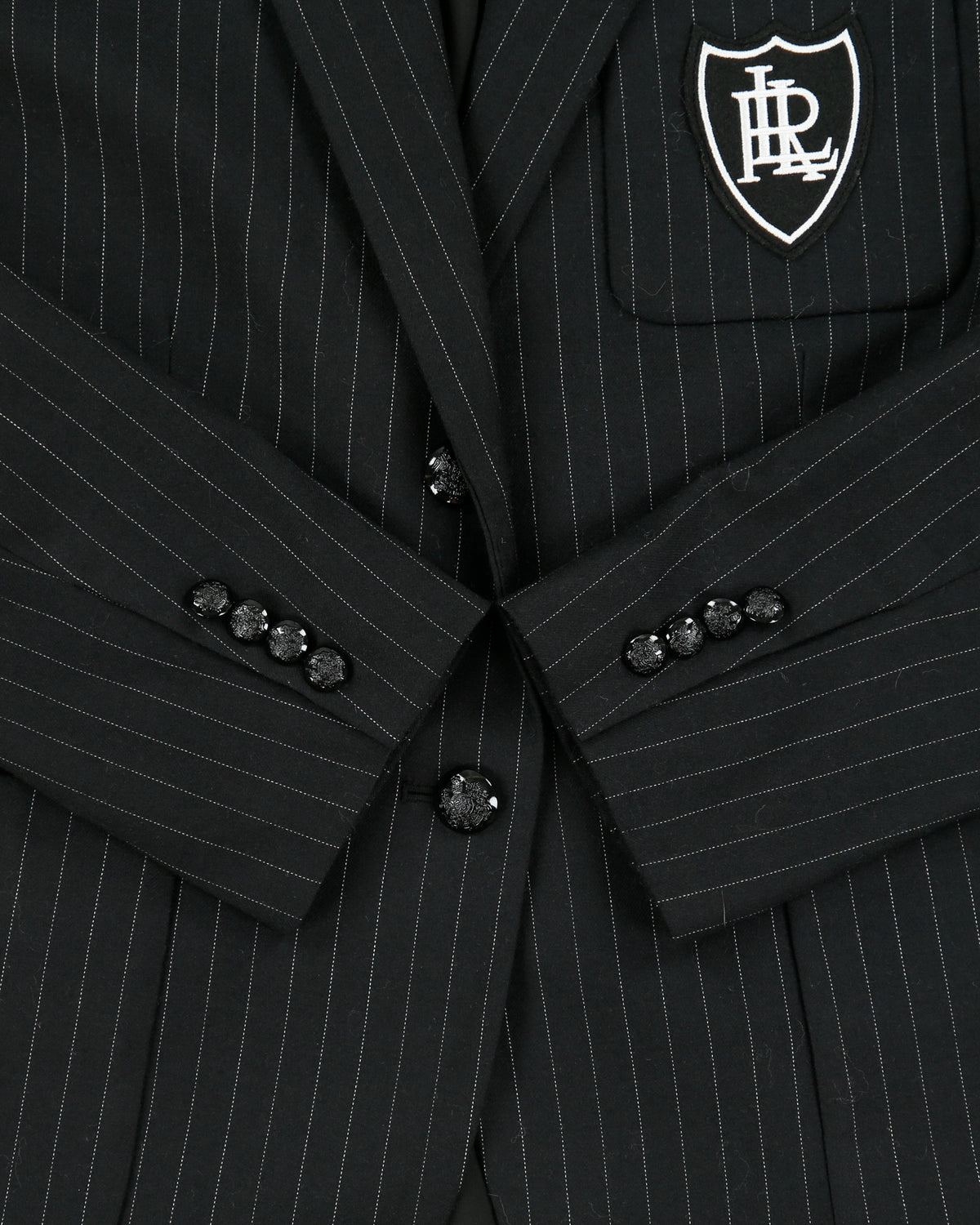 Vintage Lauren Ralph Lauren LRL Women's Crest Pinstripe Wool Blend 2 Button Prep Blazer - M