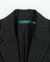 Vintage Lauren Ralph Lauren LRL Women's Crest Pinstripe Wool Blend 2 Button Prep Blazer - M