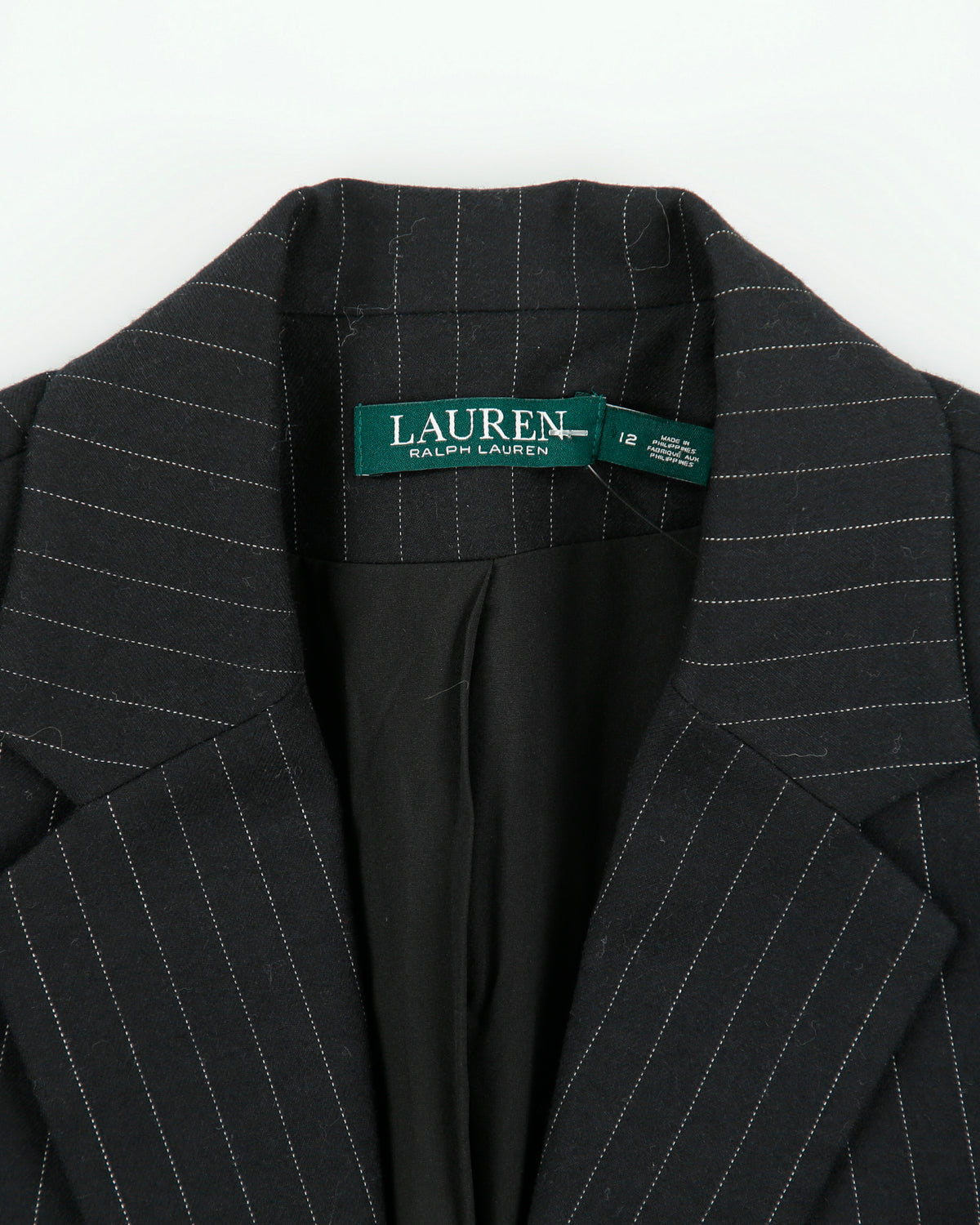 Vintage Lauren Ralph Lauren LRL Women's Crest Pinstripe Wool Blend 2 Button Prep Blazer - M