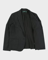 Vintage Lauren Ralph Lauren LRL Women's Crest Pinstripe Wool Blend 2 Button Prep Blazer - M