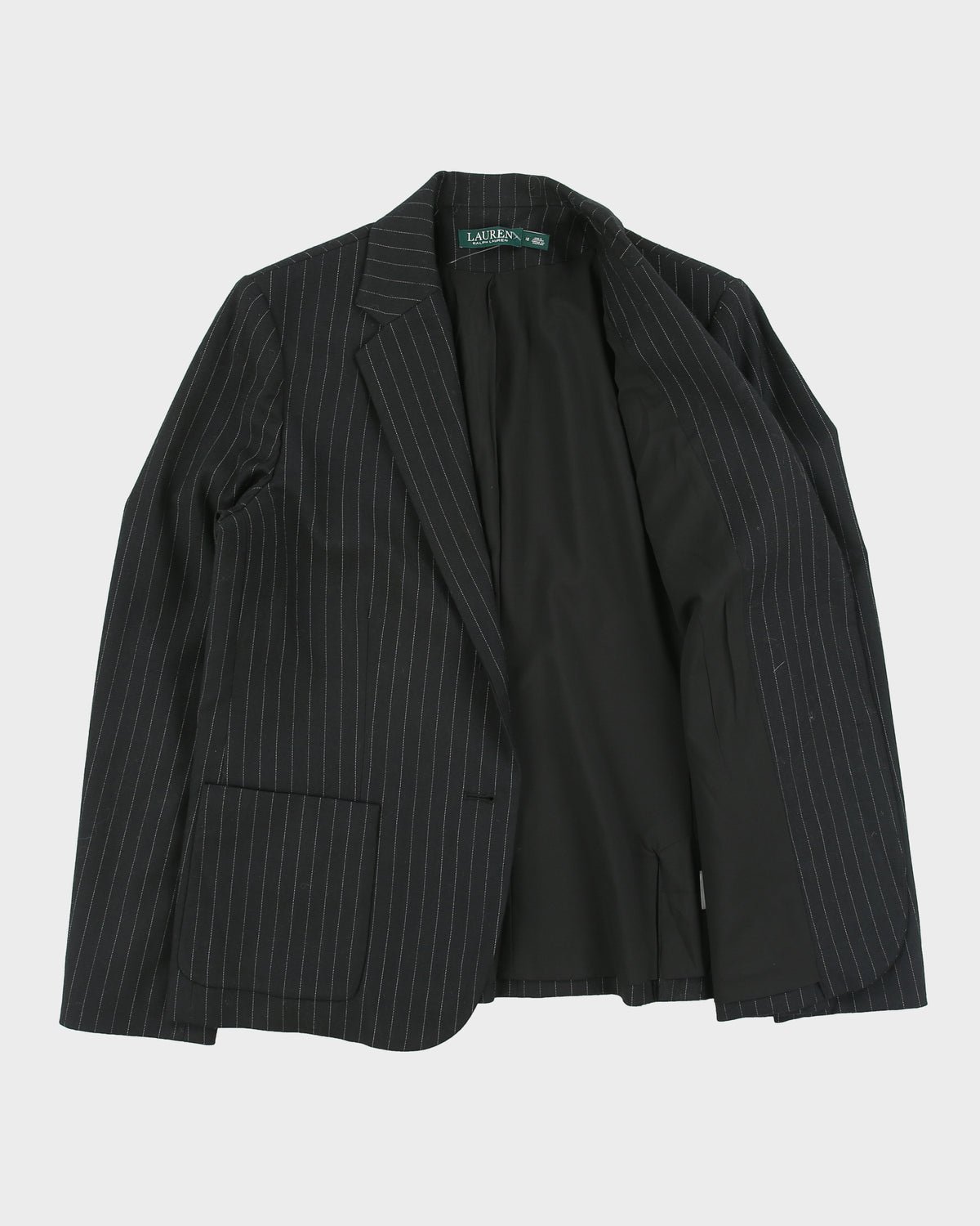 Vintage Lauren Ralph Lauren LRL Women's Crest Pinstripe Wool Blend 2 Button Prep Blazer - M