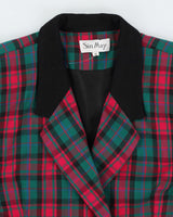 Vintage 90s Sin May Pink &amp; Green Plaid Double Breasted Skirt Suit - M/L