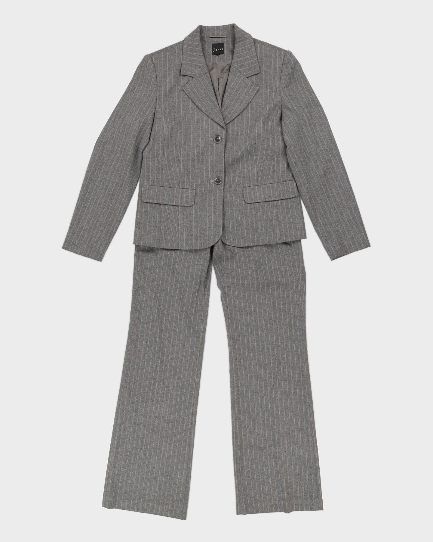 Vintage 90s Jones Grey Pinstripe Two Piece Suit - S