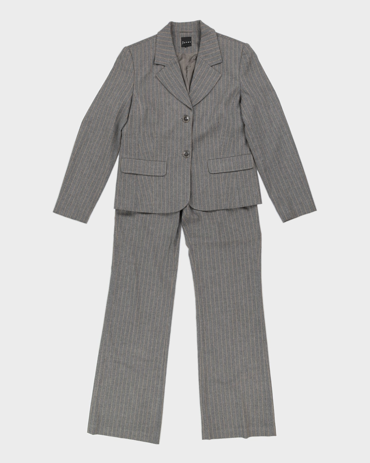 Vintage 90s Jones Grey Pinstripe Two Piece Suit - S