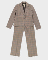 Y2K 00s Yzza Brown Plaid Two Piece Suit - M
