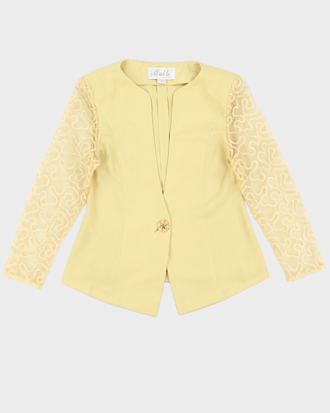 Vintage 90s Mable Yellow Three Piece Skirt Suit - M