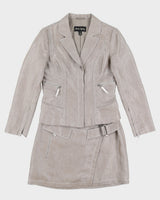 Y2K 00s Sandra Angelozzi Greige Skirt Suit - M