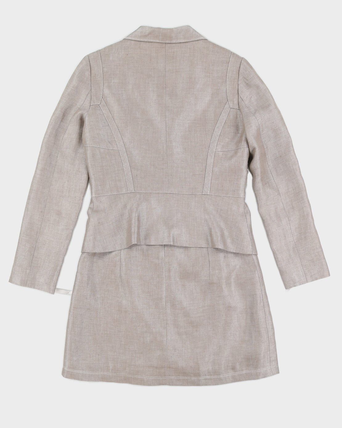 Y2K 00s Sandra Angelozzi Greige Skirt Suit - M
