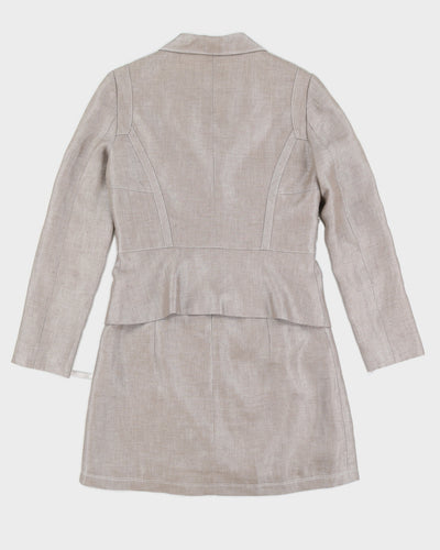 Y2K 00s Sandra Angelozzi Greige Skirt Suit - M