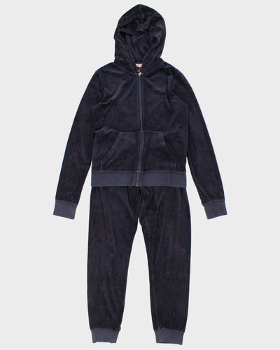 Y2K 00s Juicy Couture Navy Velour 2 Piece Tracksuit - M/L