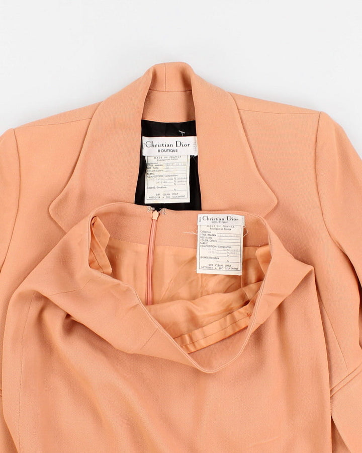 Vintage 70s Christian Dior Wool Skirt Suit - S