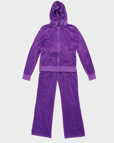 Y2K 00s Juicy Couture Purple Velour Tracksuit - S/M
