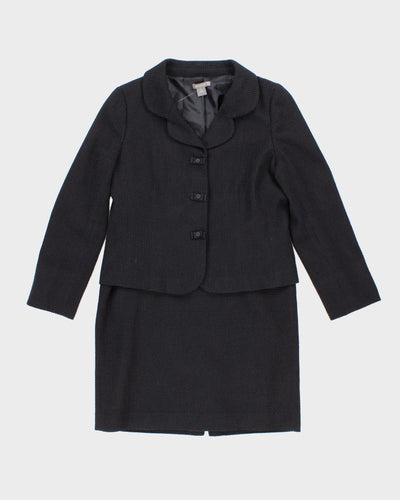 Ann Taylor Navy Textured Suit Jacket and Skirt Set - M