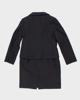 Ann Taylor Navy Textured Suit Jacket and Skirt Set - M