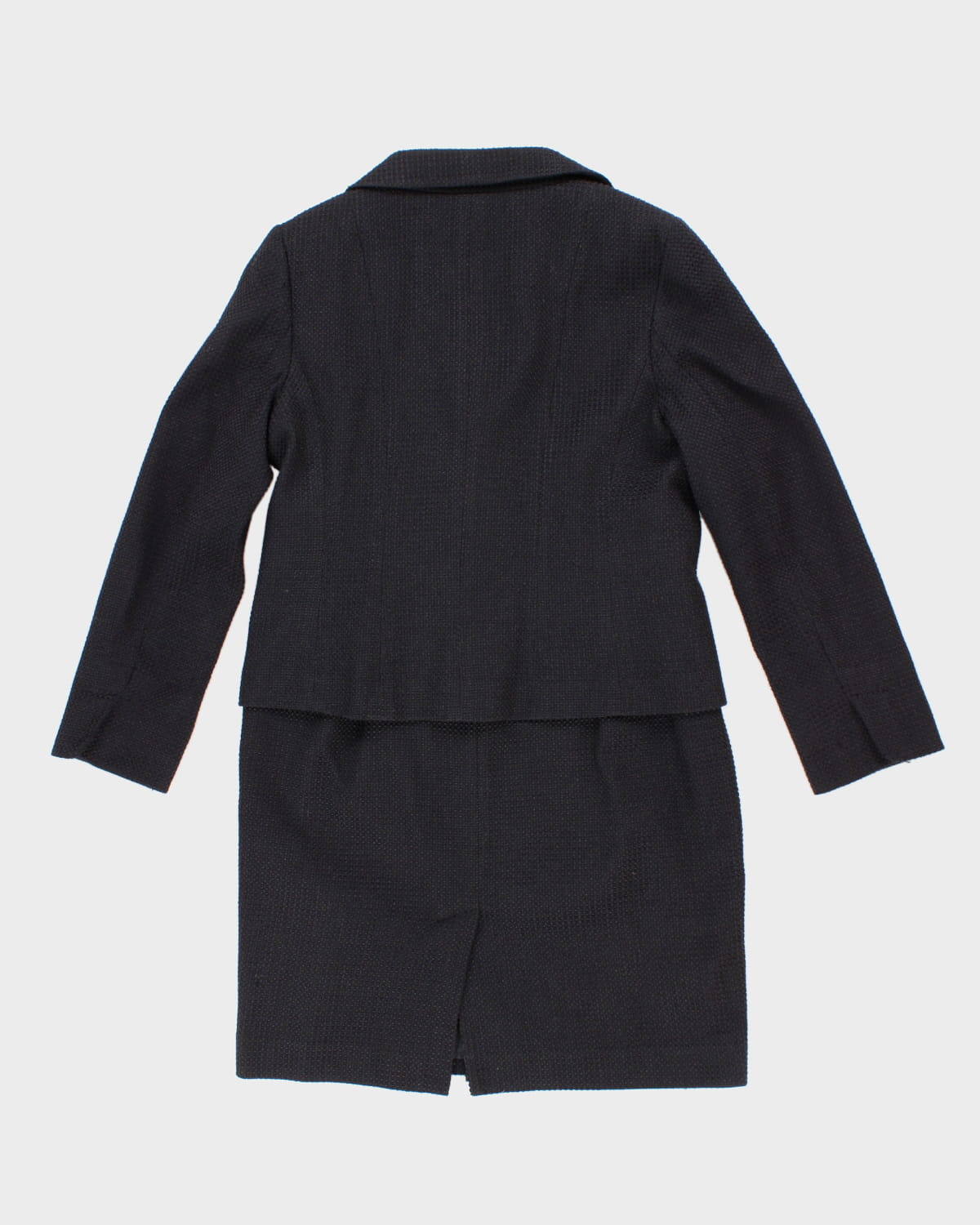Ann Taylor Navy Textured Suit Jacket and Skirt Set - M