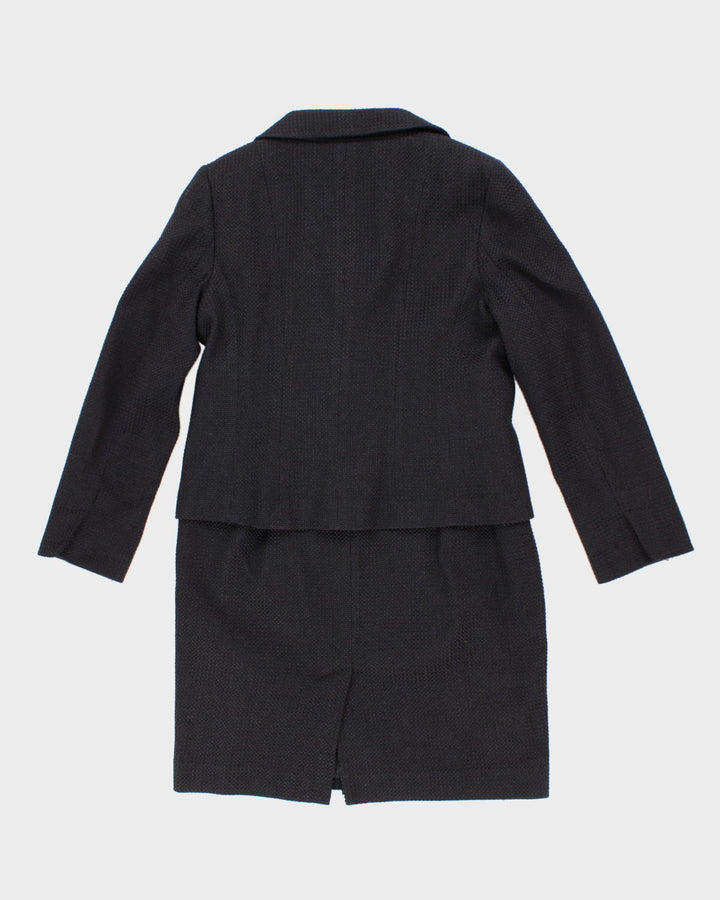 Ann Taylor Navy Textured Suit Jacket and Skirt Set - M