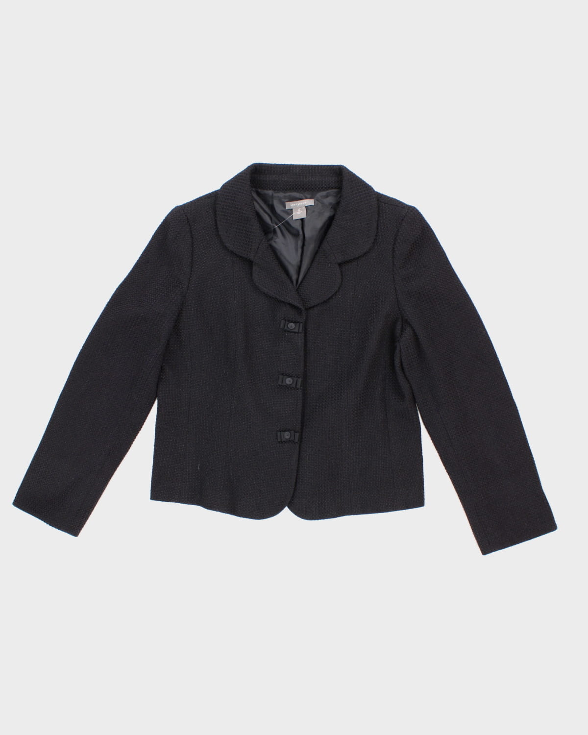 Ann Taylor Navy Textured Suit Jacket and Skirt Set - M