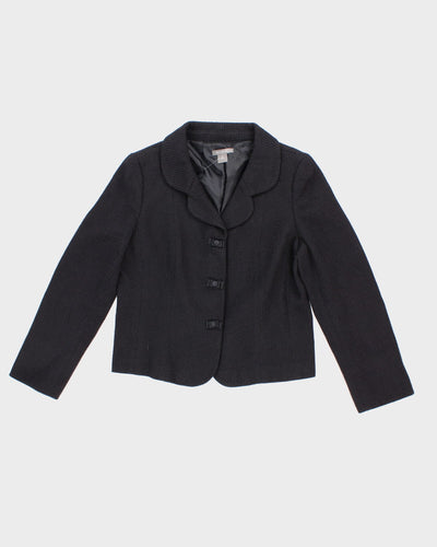 Ann Taylor Navy Textured Suit Jacket and Skirt Set - M