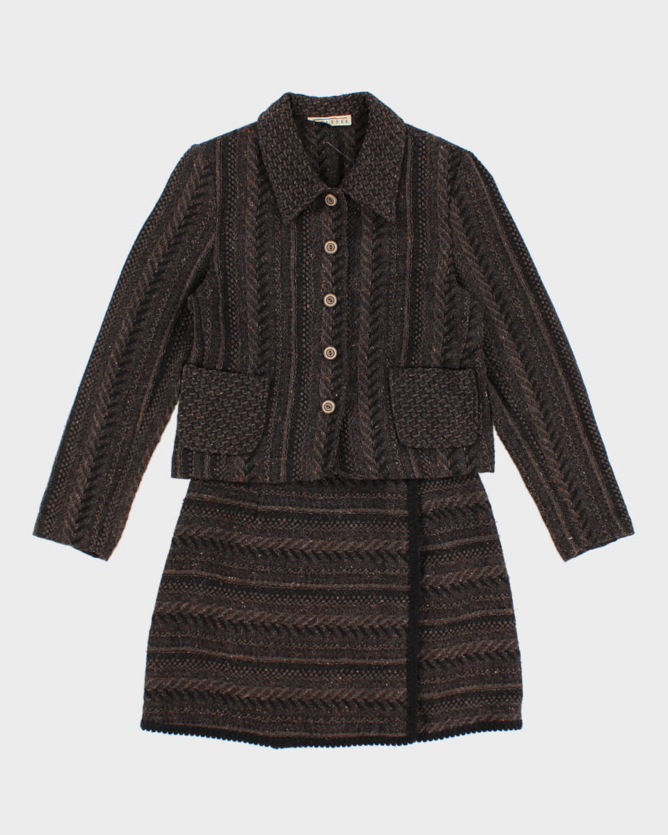 Vintage Wool Blend Suit Jacket and Mini Skirt Set - XS