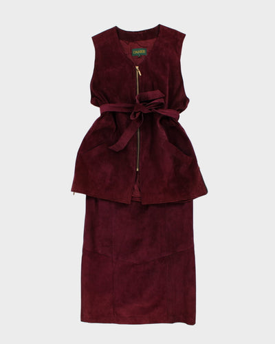 Danier Purple Suede Two Piece Skirt Suit - UK 16 / L