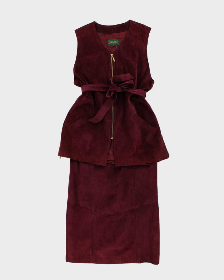 Danier Purple Suede Two Piece Skirt Suit - UK 16 / L