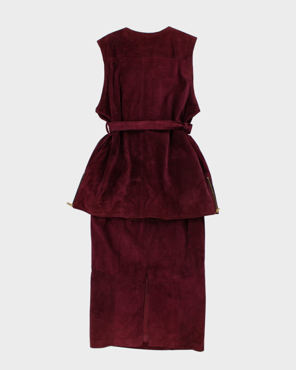 Danier Purple Suede Two Piece Skirt Suit - UK 16 / L