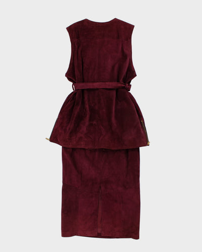 Danier Purple Suede Two Piece Skirt Suit - UK 16 / L