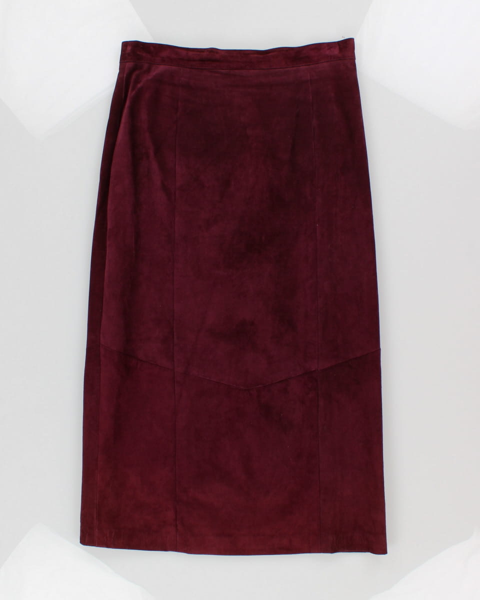 Danier Purple Suede Two Piece Skirt Suit - UK 16 / L