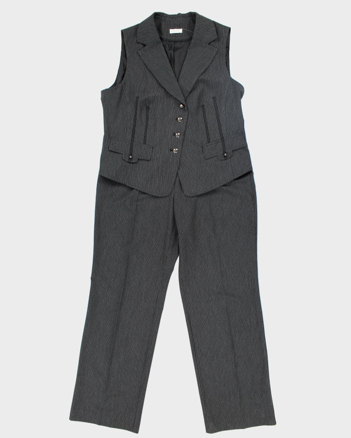 Vintage 90s Bonita Lace-up Detail Sleeveless Suit - L