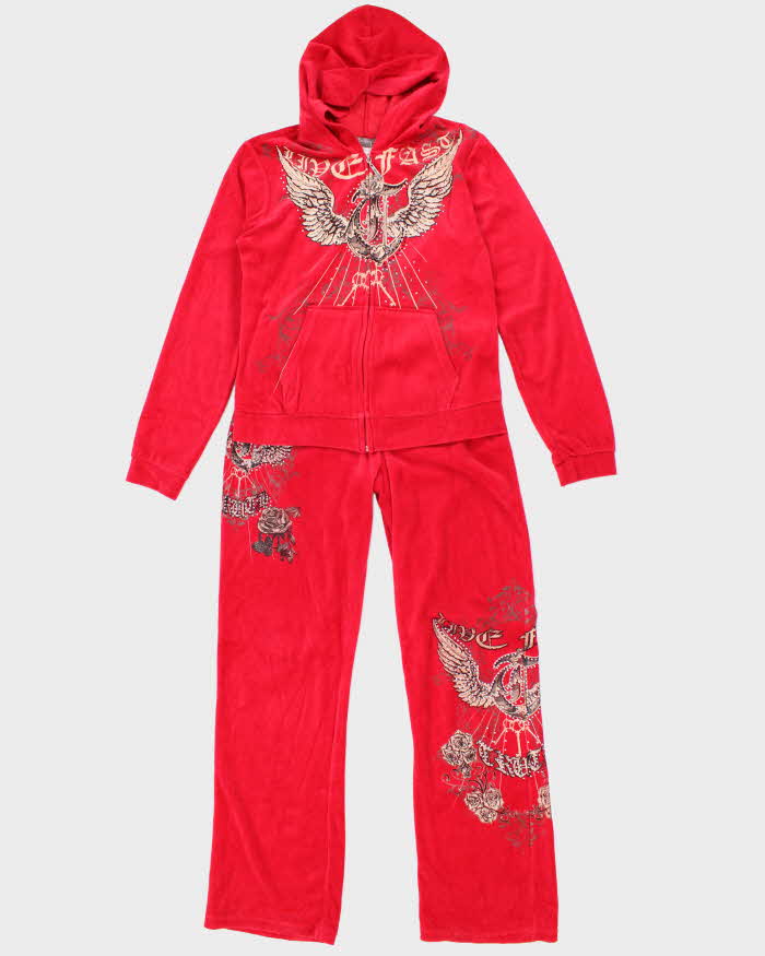 Vintage Y2K Los Angeles Gothic Graphic Printed Track Suit - L