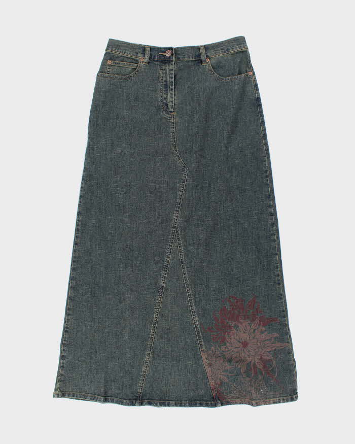 Vintage Y2k 00s Wallis Denim Blazer & Denim Maxi Skirt Two Piece - M