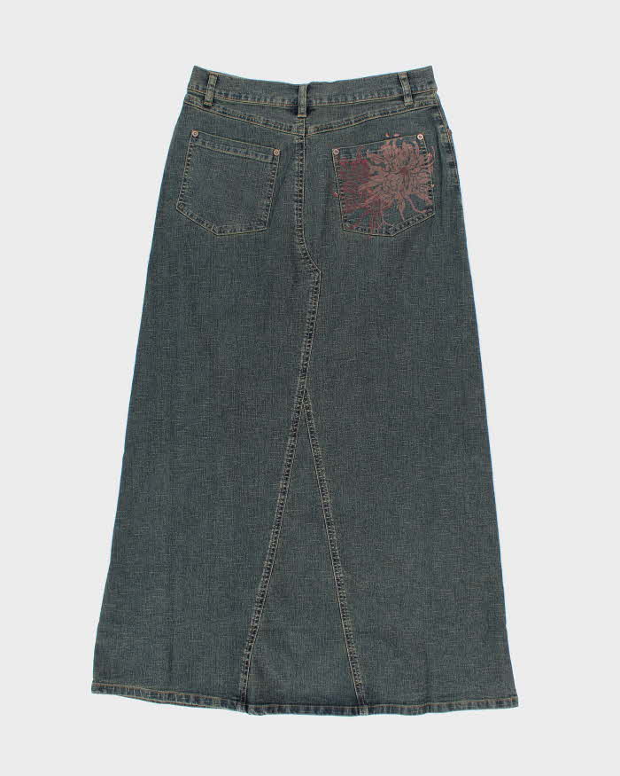 Vintage Y2k 00s Wallis Denim Blazer & Denim Maxi Skirt Two Piece - M